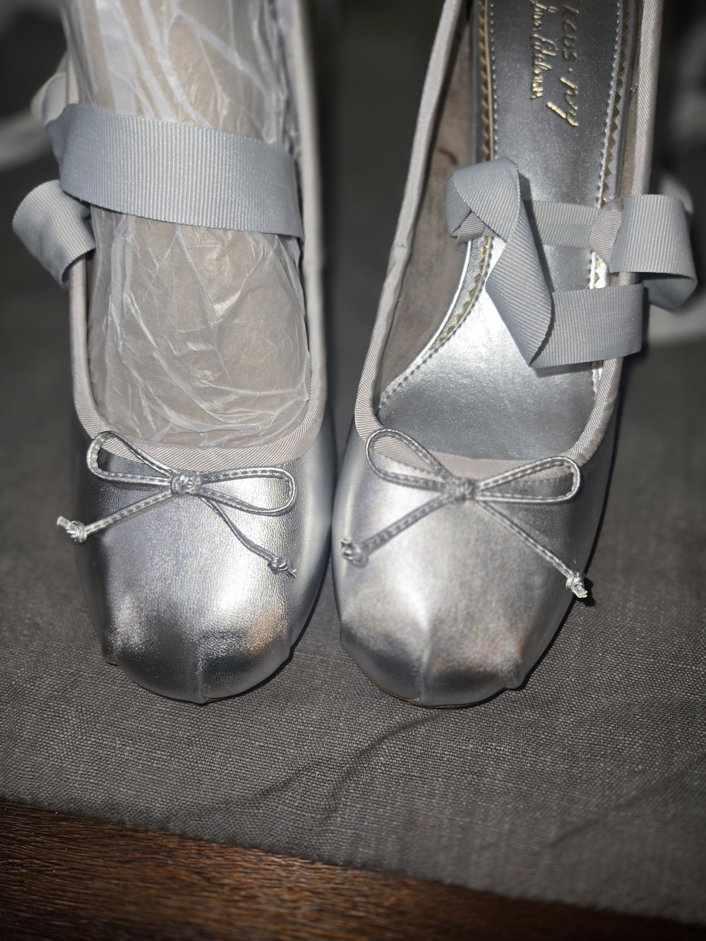Sam Edelman Silver Ballet Flats with Bow - Women's Size 11 NWT